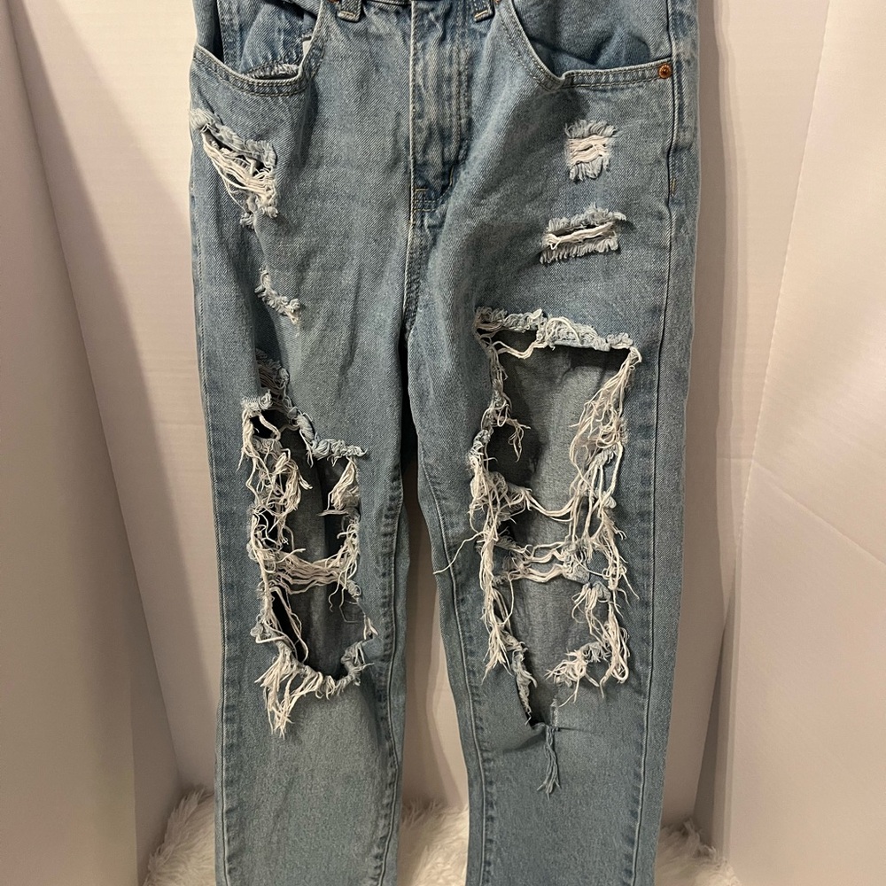 Wax Jean Light Blue Distressed Boyfriend Jeans